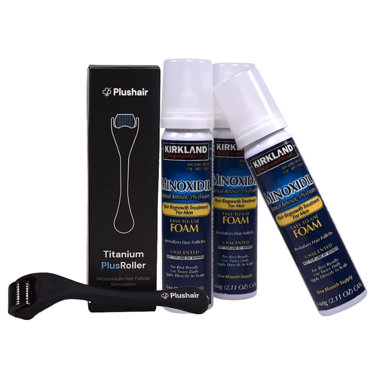 Zestaw Dermaroller Kirkland Minoxidil Miesi Ce Plushair Co